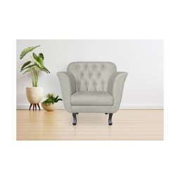 Kit 2 Poltronas Decorativa Couro Bege Pés Madeira Ms Decor - 3