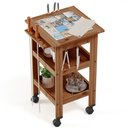 Ver imagem 2 de Carrinho de Churrasco Mesa Gourmet Bistrô Churrasqueira W02 Madeira Maciça Imbuia - Lyam Decor