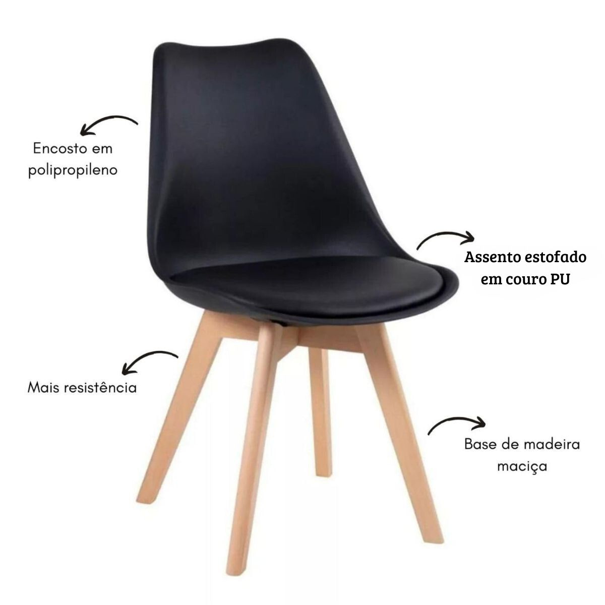 Mesa Eames 110cm Sala Jantar Cadeiras Leda Wood 4 Unidades - 5