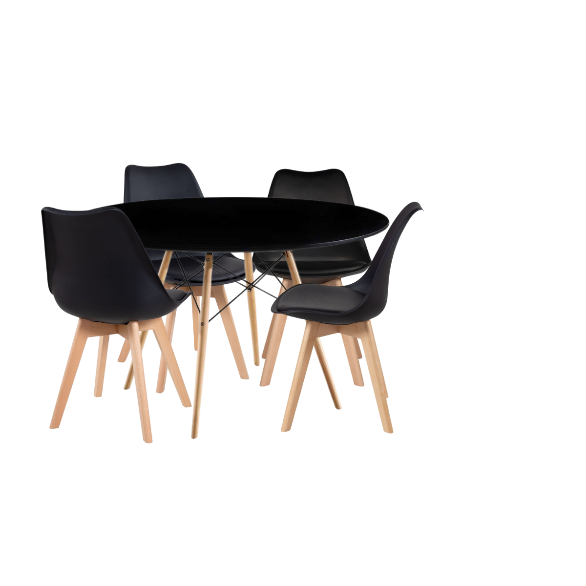 Mesa Eames 110cm Sala Jantar Cadeiras Leda Wood 4 Unidades