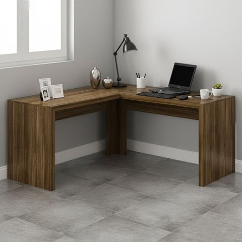 Escrivaninha Mesa Escritório Angular em L ME4116 157,3cm Nogal