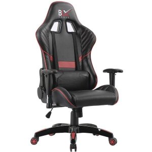 Cadeira Gamer Giratória com Almofada e Elevação a Gás Blx 6009 G Courino Preto Vermelho - Lyam