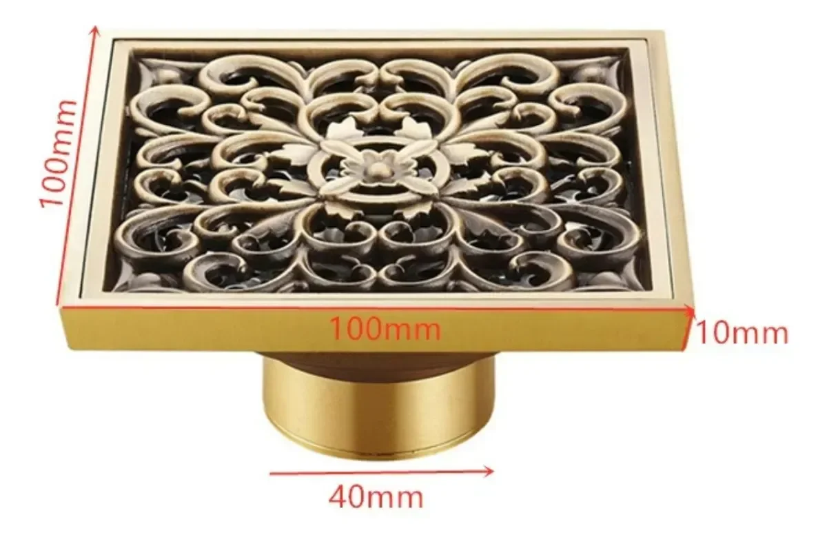 Ver imagem 2 de Ralo Bronze Antigo Quadrado Trabalhado Anti Odor 10x10 Luxo