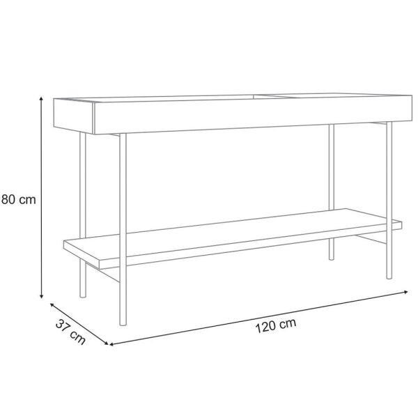 Aparador Decorativo com Espelho para Sala de Estar Stand Industrial B01 Preto Fosco - 3