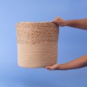 Ver imagem 7 de Cesto Organizador Redondo com Alças 29cm de Palha Seagrass e Corda - Oikos