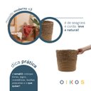 Ver imagem 4 de Cesto Organizador Redondo com Alças 29cm de Palha Seagrass e Corda - Oikos