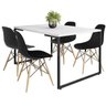 Mesa de Jantar Rivera Industrial Branco com 4 Cadeiras Eiffel Charles Eames Preto - 1