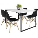 Ver imagem 1 de Mesa de Jantar Rivera Industrial Branco com 4 Cadeiras Eiffel Charles Eames Preto