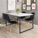 Ver imagem 2 de Mesa de Jantar Rivera Industrial Branco com 4 Cadeiras Eiffel Charles Eames Preto