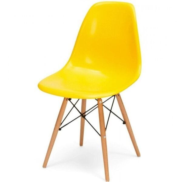 Mesa de Jantar Rivera Industrial Branco com 4 Cadeiras Eiffel Charles Eames Amarelo - 4