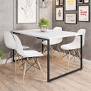 Ver imagem 2 de Mesa de Jantar Rivera Industrial Branco com 4 Cadeiras Eiffel Charles Eames Branco