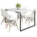 Ver imagem 1 de Mesa de Jantar Rivera Industrial Branco com 4 Cadeiras Eiffel Charles Eames Branco