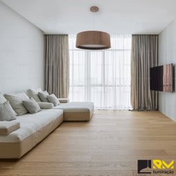 Lustre Pendente Madeira Redondo 25x15cm - 2 Luzes E27 Imbuia - 4