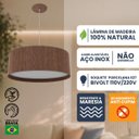Ver imagem 6 de Lustre Pendente Madeira Redondo 25x15cm - 2 Luzes E27 Imbuia