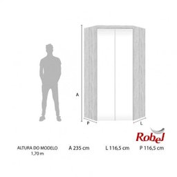 Guarda-Roupa Canto Modulado com Espelho 2 Portas 3 Gavetas Supreme Robel - 3 Guarda-Roupa Canto Modulado com Espelho 2 Portas 3 Gavetas Supreme Robel - 3