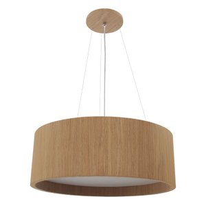 Lustre Pendente Madeira Redondo 25x16cm - 1 Luz E27 - Freijó