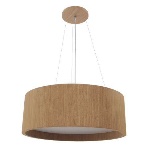 Lustre Pendente Madeira Redondo 25x15cm - 2 Luzes E27 - Freijó