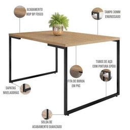 Mesa de Jantar Rivera Industrial Nature com 4 Cadeiras Eiffel Charles Eames Preto - 3