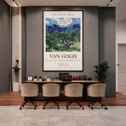 Quadro Canvas Van Gogh The Olive Trees 90x60cm Mold Preta