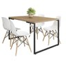 Mesa de Jantar Rivera Industrial Nature com 4 Cadeiras Eiffel Charles Eames Branco - 1