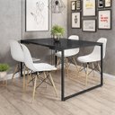 Ver imagem 2 de Mesa de Jantar Rivera Industrial Preto com 4 Cadeiras Eiffel Charles Eames Branco
