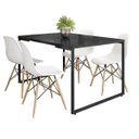 Ver imagem 1 de Mesa de Jantar Rivera Industrial Preto com 4 Cadeiras Eiffel Charles Eames Branco