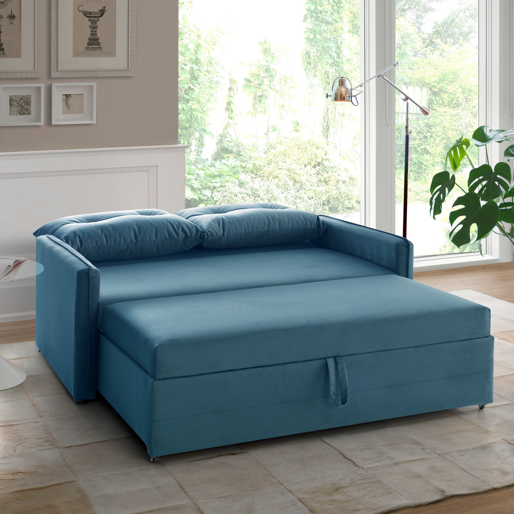 Sofá Icaria 3 em 1 Sofá Chaise Cama Azul Estofama - 8