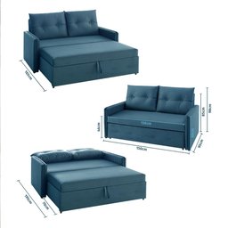 Sofá Icaria 3 em 1 Sofá Chaise Cama Azul Estofama - 2