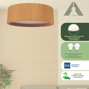 Ver imagem 2 de Lustre Plafon Madeira Redondo 25cm - 2 Luzes E27 - Freijó