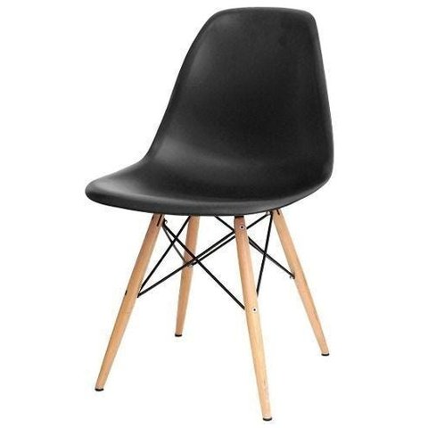 Cadeira Decorativa Eiffel Charles Eames F03 Preto com Pés de Madeira - Lyam Decor