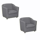 Ver imagem 1 de Kit 2 Poltronas Decorativa Reforçada Recepção Clinica Salão Suede Cinza