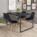 Ver imagem 2 de Mesa de Jantar Rivera Industrial Preto com 4 Cadeiras Eiffel Charles Eames Preto