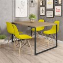 Ver imagem 2 de Mesa de Jantar Rivera Industrial Nature com 4 Cadeiras Eiffel Charles Eames Amarelo