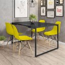 Ver imagem 2 de Mesa de Jantar Rivera Industrial Preto com 4 Cadeiras Eiffel Charles Eames Amarelo
