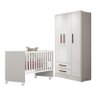 Jogo de Quarto Infantil com Guarda Roupa Q Encanto e Berço Doce Sonho Reto Branco - Qmovi - 1