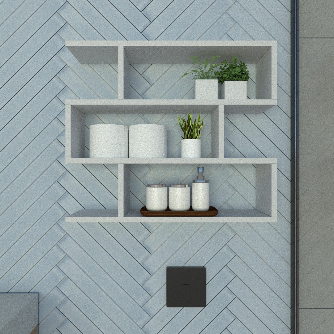 Nicho Zig Minimalista Branco Mdf Organizador Banheiro Lavanderia - Rufatto Decorações - 1