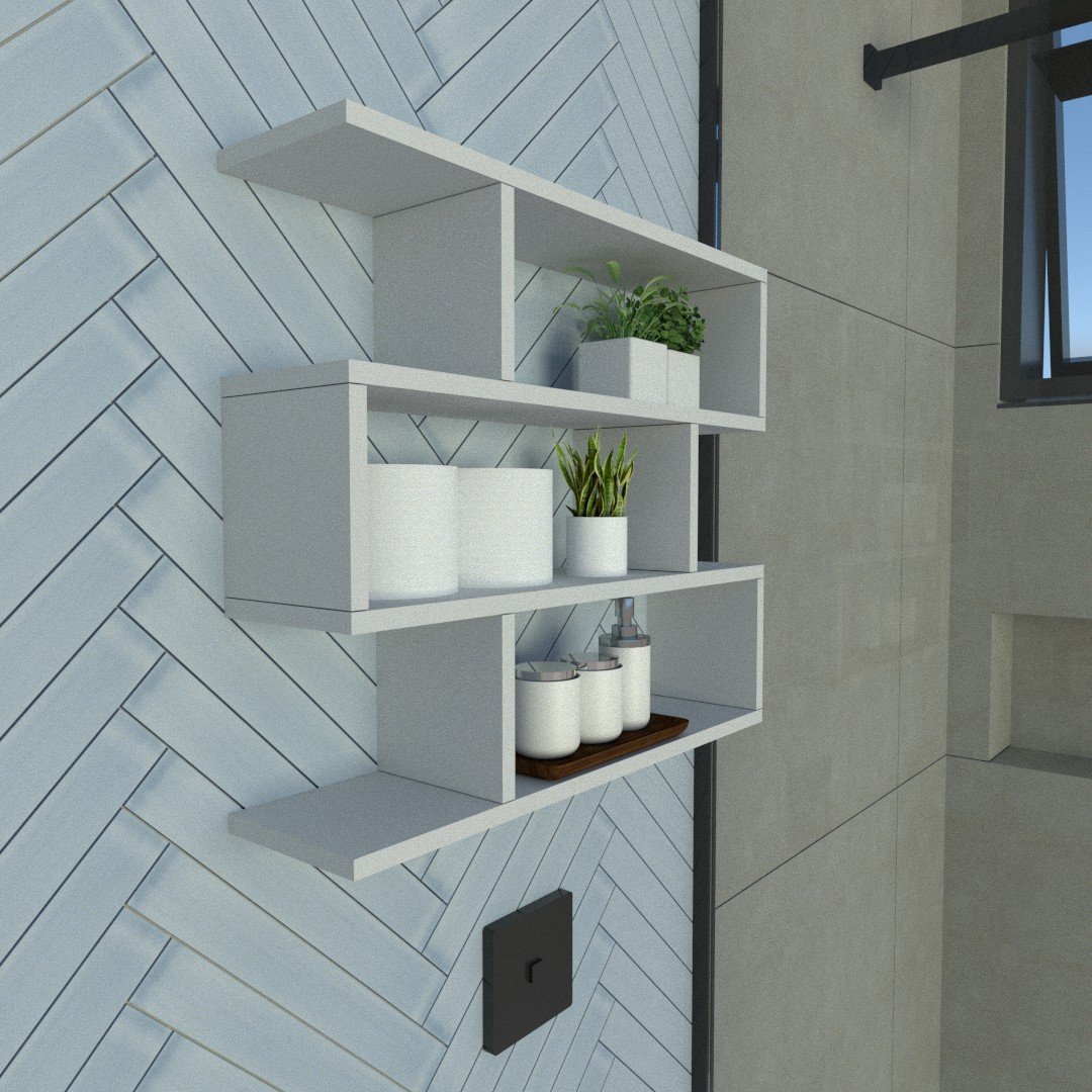 Nicho Zig Minimalista Branco Mdf Organizador Banheiro Lavanderia - Rufatto Decorações - 3