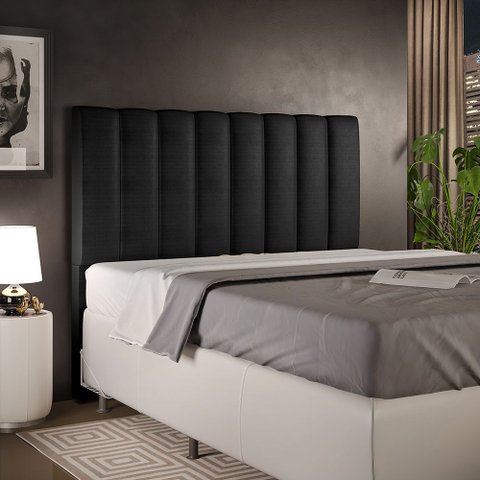 Cabeceira Cama Box Casal 140 cm Dália W01 Facto Preto Metalizado - Lyam Decor