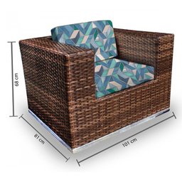 Conjunto Bora Bora - 1 Sofá 2 Lugares + 2 Poltronas + 1 Mesa de Centro - Marajó - 3