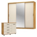 Ver imagem 2 de Cômoda Flora e Guarda Roupa Casal Dalila 32415 Cinamon Touch Off White Flex - Demóbile