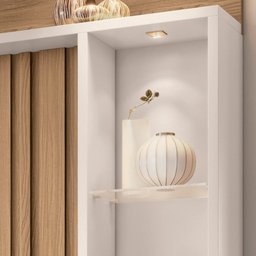 Estante Painel para Tv 60 Pol. Ripado com Led Natan H01 Off White/freijó - Mpozenato - 5