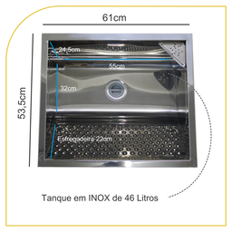 Tanque De Lavanderia Em Inox 46l Com Balcão 2 Portas 100%Mdf - 4