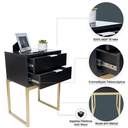 Ver imagem 3 de Mesa de Cabeceira Industrial Preto Eco 50cm com 2 Gavetas Base Dourada - Enviamos Montado