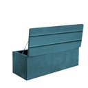 Ver imagem 3 de Calçadeira Baú Recamier Estofada Cama de Solteiro 90cm Argentina Corino Azul Turquesa- Mabe Magazine