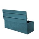 Ver imagem 1 de Calçadeira Baú Recamier Estofada Cama de Solteiro 90cm Argentina Corino Azul Turquesa- Mabe Magazine