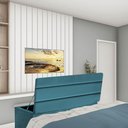 Ver imagem 2 de Calçadeira Baú Recamier Estofada Cama de Solteiro 90cm Argentina Corino Azul Turquesa- Mabe Magazine