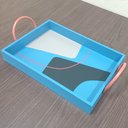 Ver imagem 3 de Bandeja Decorativa para Servir Retangular Mdf 10x25x39cm Azul