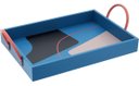 Ver imagem 1 de Bandeja Decorativa para Servir Retangular Mdf 10x25x39cm Azul