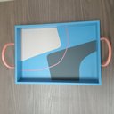 Ver imagem 4 de Bandeja Decorativa para Servir Retangular Mdf 10x25x39cm Azul