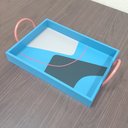 Ver imagem 2 de Bandeja Decorativa para Servir Retangular Mdf 10x25x39cm Azul